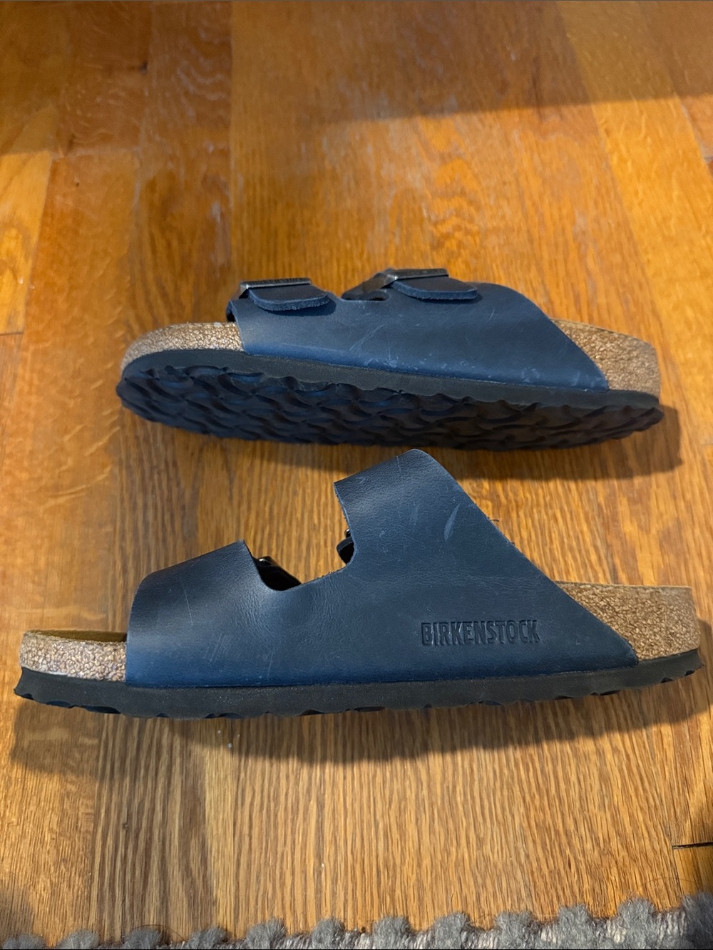 Birkenstock Soft Footbed Double Buckle Sandals in Navy - Picture 3 of 7